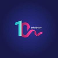 10 Years Anniversary Celebration Purple Ribbon Vector Template Design Illustration