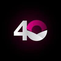 Ilustración de diseño de plantilla de vector de celebración blanca púrpura de 40 años de aniversario
