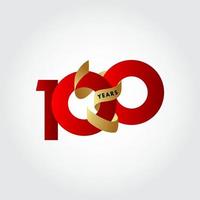 Ilustración de diseño de plantilla de vector de celebración de cinta de aniversario de 100 años