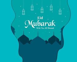 eid mubarak en papel vector