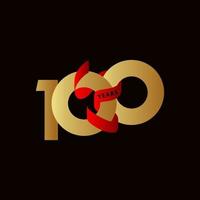 100 Years Anniversary Ribbon Celebration Vector Template Design Illustration