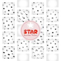 patrón de estrella, papel digital doodle astral dibujado a mano en blanco y negro, estrellas abstractas que repiten el fondo, el papel tapiz monocromático del vector estelar, lindo elemento decorativo estrellado