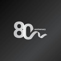 80 Years Anniversary Celebration White Ribbon Vector Template Design Illustration