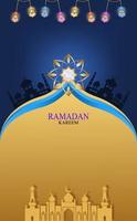 Dark night with Gold Ramadan Kareem Vector for Wishing for Islamic festival.