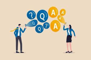 FAQ, frequently asked questions concept with businesspeople blowing bubbles vector