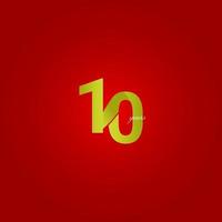 10 Years Anniversary Celebration Yellow Line Number Vector Template Design Illustration