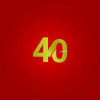 40 Years Anniversary Celebration Yellow Line Number Vector Template Design Illustration