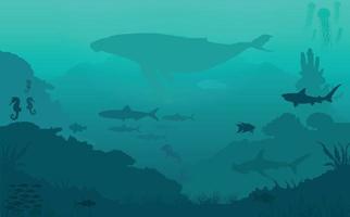 Ocean fish collection underwater scene vector