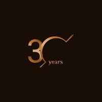 30 Years Anniversary Celebration Brown Line Vector Template Design Illustration