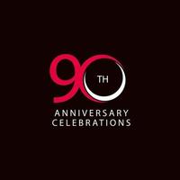 90 Th Anniversary Celebration Retro Vector Template Design Illustration