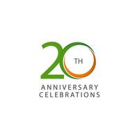 20 Th Anniversary Celebration Retro Vector Template Design Illustration