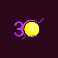 30 Years Anniversary Celebration Circle Purple Vector Template Design Illustration