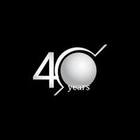 Ilustración de diseño de plantilla de vector blanco de círculo de celebración de aniversario de 40 años
