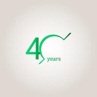 40 Years Anniversary Celebration Green Line Vector Template Design Illustration