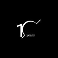 10 Years Anniversary Celebration White Line Vector Template Design Illustration