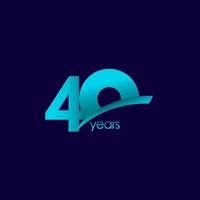 40 Years Anniversary Celebration Blue Shape Vector Template Design Illustration