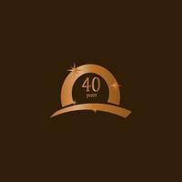 40 Years Anniversary Celebration Brown Gold Vector Template Design Illustration