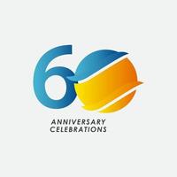 Ilustración de diseño de plantilla de vector de celebraciones de aniversario de 60 años