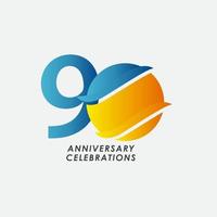 90 Years Anniversary Celebrations Vector Template Design Illustration