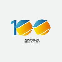 Ilustración de diseño de plantilla de vector de celebraciones de aniversario de 100 años