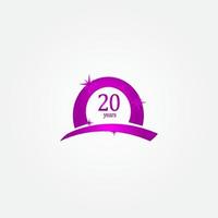 20 Years Anniversary Celebration Purple Vector Template Design Illustration