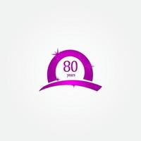 80 Years Anniversary Celebration Purple Vector Template Design Illustration