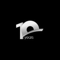 10 Years Anniversary Celebration White Shape Vector Template Design Illustration