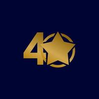 40 Years Anniversary Star Gold Celebration Vector Template Design Illustration