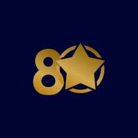 80 Years Anniversary Star Gold Celebration Vector Template Design Illustration