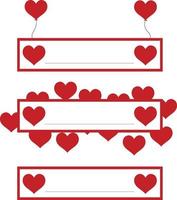 Rectangle Banners Vector with Hearts