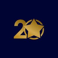 20 Years Anniversary Star Gold Celebration Vector Template Design Illustration