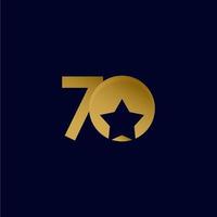 70 Years Anniversary Star Ball Gold Celebration Vector Template Design Illustration