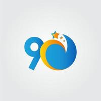 Ilustración de diseño de plantilla de vector de celebración azul de tablero de estrella de aniversario de 90 años