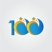 Ilustración de diseño de plantilla de vector de celebración azul de tablero de estrella de aniversario de 100 años