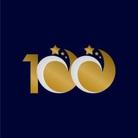 Ilustración de diseño de plantilla de vector de celebración de oro de estrella de 100 años