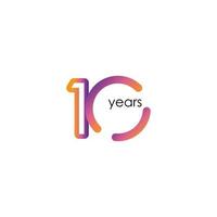 10 Years Anniversary Color full elegant Celebration Vector Template Design Illustration