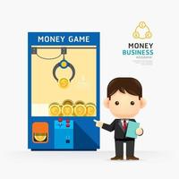 Infographic business claw game with coach design. How to success concept vector illustration.