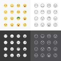 Emoji avatar collection set, emoticons isolated icons flat line design on white background, vector illustration.