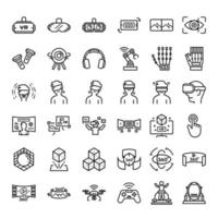 Virtual reality related icon set, AR and VR related icon, Virtualization Technology icon. vector