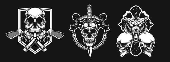 new combination of police skull, sword skull, animal skull vector