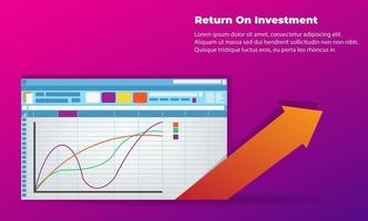 business arrow target direction concept to success. Return on investment ROI. Applicable for promotion , cover poster, infographic,  landing page, ui, ux, persentation,  baner, social media posted vector