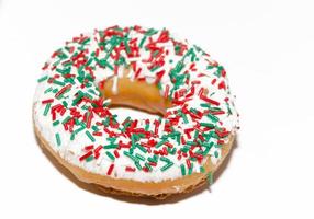 Red and green sprinkled donut photo