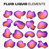 fluid shape vector set. gradient liquid with neon colors