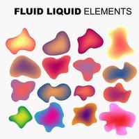 fluid shape vector set. gradient liquid with neon colors