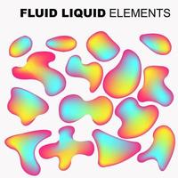 fluid shape vector set. gradient liquid with neon colors