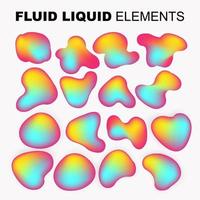 fluid shape vector set. gradient liquid with neon colors