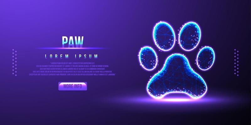 paw, low poly wireframe design vector illustration