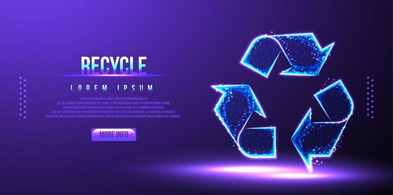 recycle, renew, low poly wireframe, vector illustration