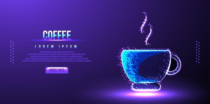 coffee java low poly wireframe vector illustration