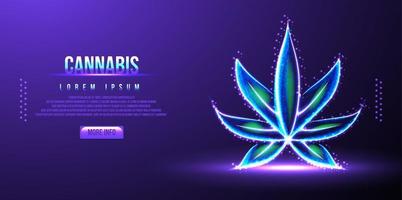 cannabis low poly wireframe vector illustration
